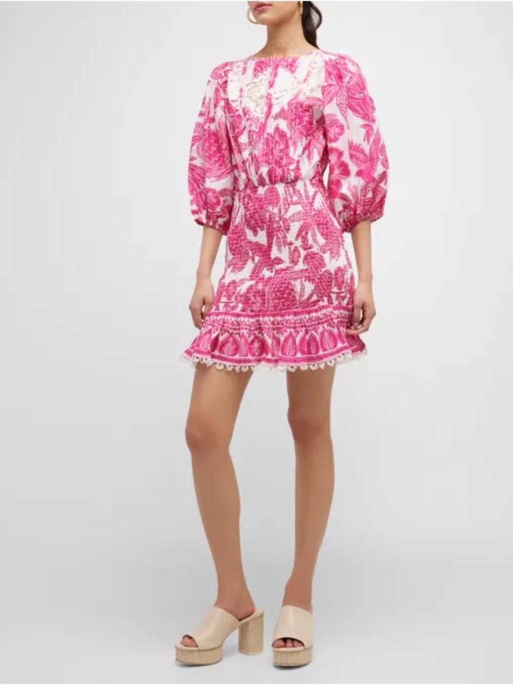 Farm Rio Tropical Woodcut Mini Dress